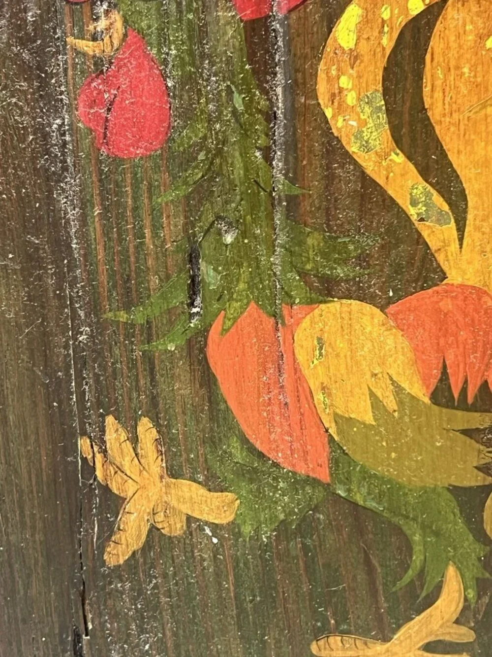 Vintage Hand Painted Rooster Wood Plaque Wall Decor Rustic Folk Art Farmhouse